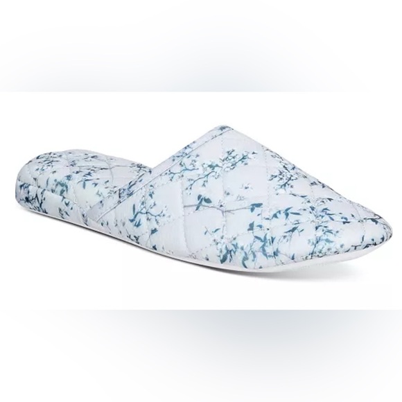 Charter Club Printed Quilted Slide Slippers blue size Medium 7-8 - Picture 1 of 15